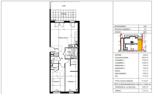 Afficher la photo en grand Appartement T3 à vendre - 3 pièces - 70.04 m2 - ST FONS - 69 - RHONE-ALPES - Century 21 K.P.I